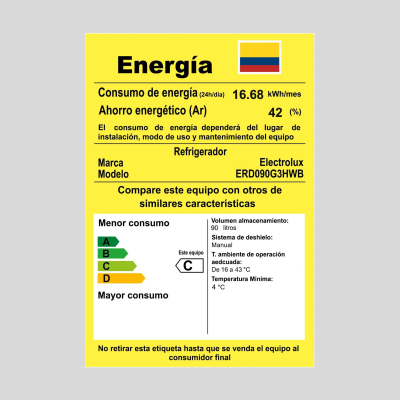 Minibar ELECTROLUX Frost 90 Lts ERD-90G3HWB Negro Minibar ELECTROLUX Frost 90 Lts ERD-90G3HWB Negro