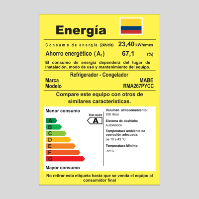 Nevera Mabe No Frost 250 Lts RMA267PYCC negra Nevera Mabe No Frost 250 Lts RMA267PYCC negra