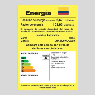 Lavadora MABE Carga Superior 18Kg LMA8120WDGAB0 Gris Lavadora MABE Carga Superior 18Kg LMA8120WDGAB0 Gris