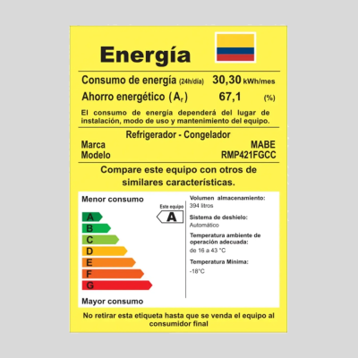 Nevera Mabe No Frost 394 Litros RMP421FGCC Negra Nevera Mabe No Frost 394 Litros RMP421FGCC Negra
