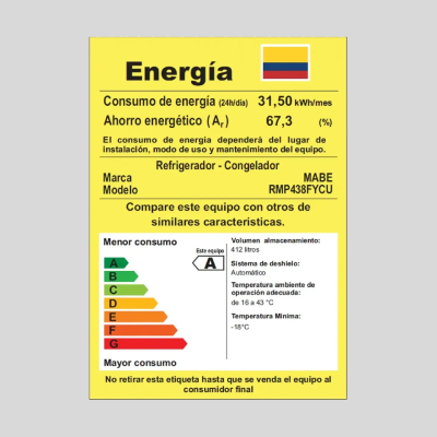 Nevera Mabe No Frost 412 Litros RMP-438FYCU Inox Nevera Mabe No Frost 412 Litros RMP-438FYCU Inox