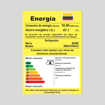 Nevera MABE Frost 210 Lts Inox RMU210NACU