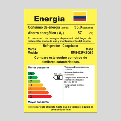 Nevera No frost MABE Bottom Freezer T.E 360Lts RMB-432PXBQS0 Gris