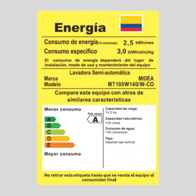 Lavadora dobletina Midea MT-100W140 14 kg blanca Lavadora dobletina Midea MT-100W140 14 kg blanca