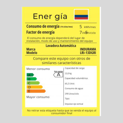 Lavadora INDURAMA LRI-13DGR 13Kg Gris