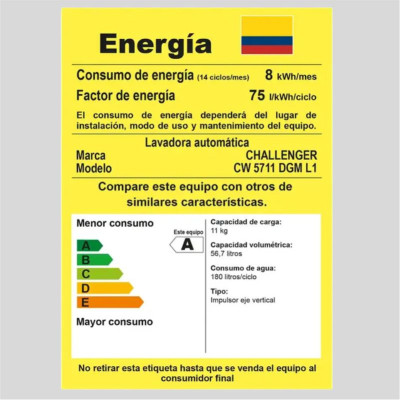 Lavadora CHALLENGER Carga Superior 11 Kilos CW 5711GR GRIS OSCURO