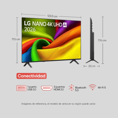 TV LG 55" Pulgadas 139 Cm 55-NU855 NANO 4K-UHD LED Smart TV WebOS con IA