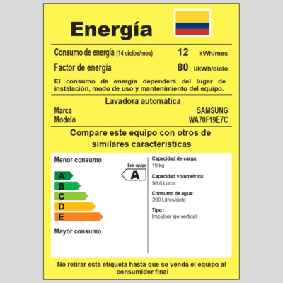 Lavadora SAMSUNG Carga Superior 19 Kilos WA70F19E7CCO Gris Grafito