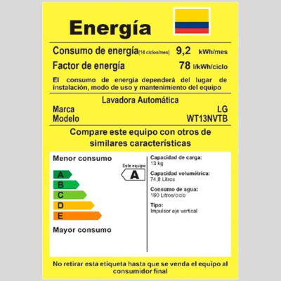 Lavadora LG Carga Superior 13Kg Negro TurboDrum WT-13NVTB