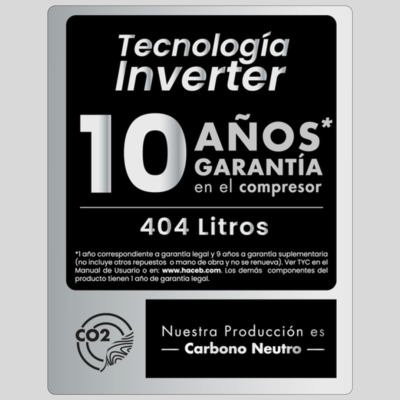 Nevera Haceb No Frost 404 Lts. Brutos Inverter Titanio NEV ALC 404 SE DA ME TI INV  N-404I-METI
