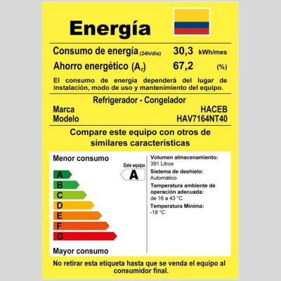 Nevera Haceb No Frost 404 Lts. Brutos Inverter Titanio NEV ALC 404 SE DA ME TI INV  N-404I-METI