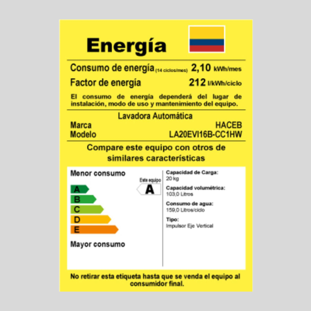 Lavadora HACEB Carga Superior 20Kg ZOÜ D Negro